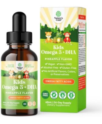 Kids DHA Omega 3 Drops with EPA and ALA, Omega 3 Fatty Acid Liquid Supplement, Fruit Flavor