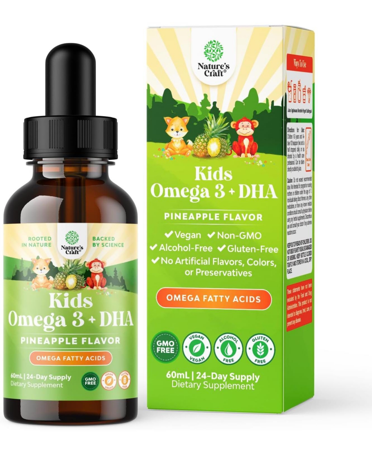 Nature's Craft Kids Dha Omega 3 Drops with Epa and Ala, Omega 3 Fatty Acid Liquid Supplement, Fruit Flavor