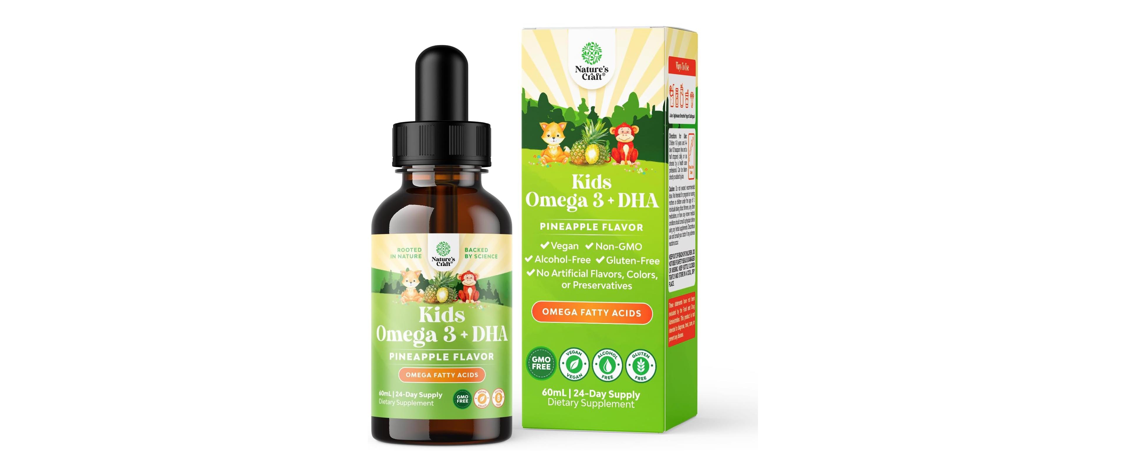 Nature's Craft Kids Dha Omega 3 Drops with Epa and Ala, Omega 3 Fatty Acid Liquid Supplement, Fruit Flavor