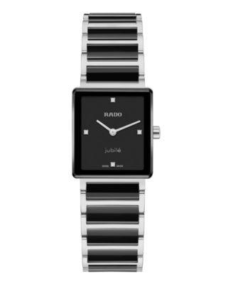Women's Swiss Quartz Integral Diamond Stainless Steel and Ceramic Watch 23mm