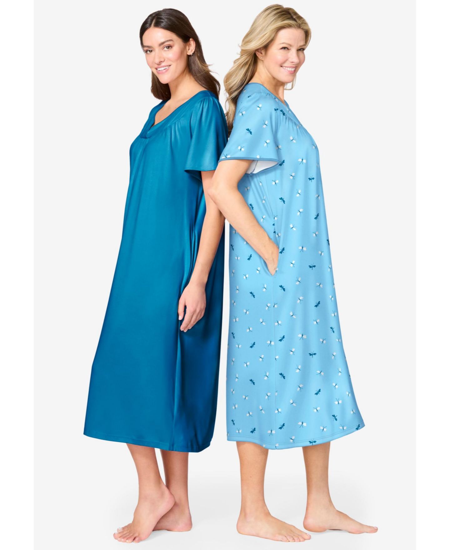 Женские платья Only Neccessities Plus Size Only Necessities 2-Pack Bib Gown, цвет: Синий — фото 4