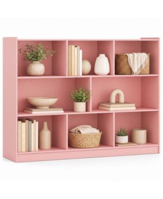 8 Cube 3-Tier Open Wooden Bookshelf Toy Storage Organizer with Anti-toppling Kits