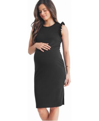 Women's Ruffle-Sleeve Side-Slit Fitted Dress