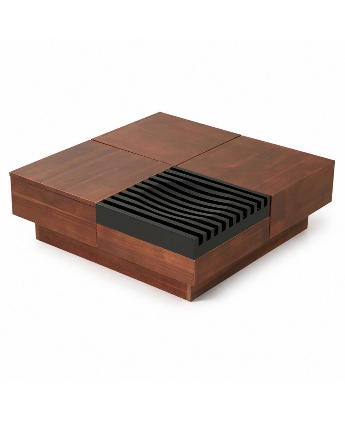 Gouun 32 in Square Low Profile Coffee Table with Hidden Storage