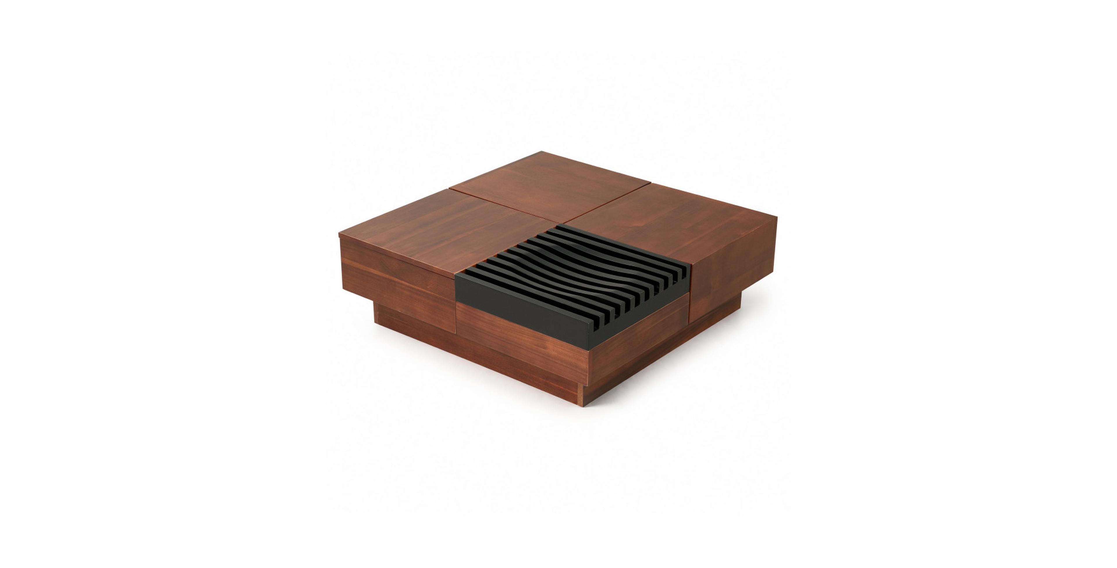 Gouun 32 in Square Low Profile Coffee Table with Hidden Storage