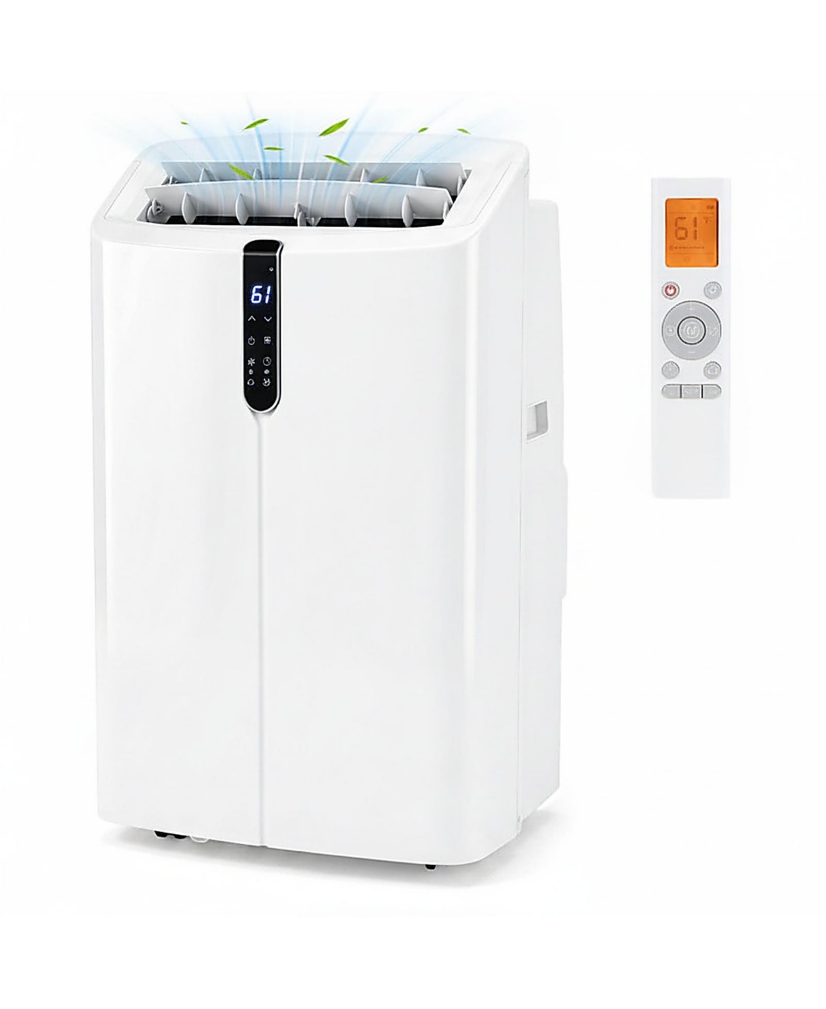 Hongge 14000 Btu Portable Air Conditioner Featuring Touch Panel Control - White cabinet