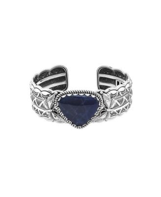Sodalite Hinged Cuff Bracelet in Sterling Silver