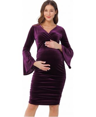 Women's V-Neck Bell-Sleeve Nursing-Friendly Dress