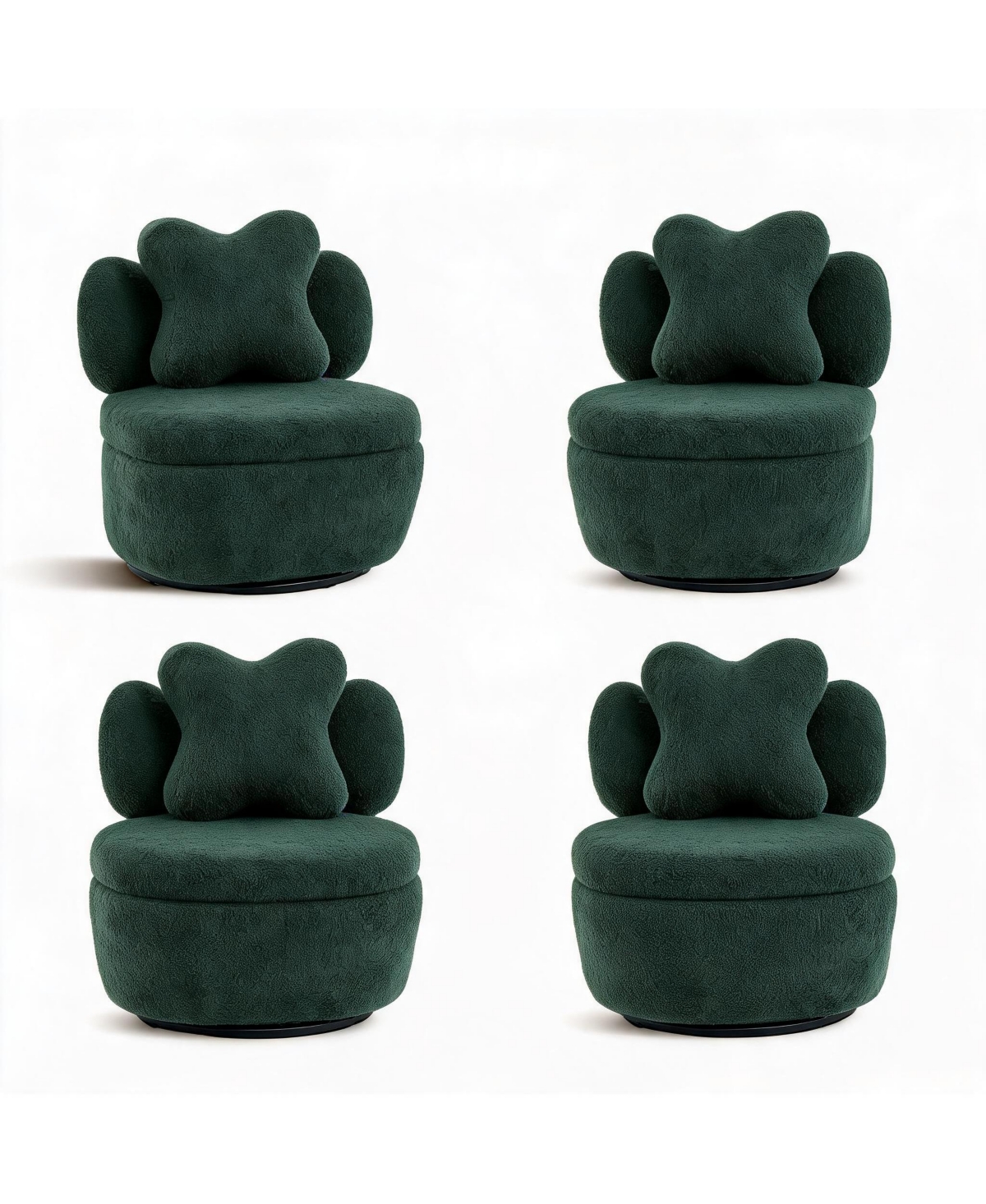 Gaomon 360degree Swivel Accent Chair Set of 4, Armchair with Heart Back and Hidden Storage