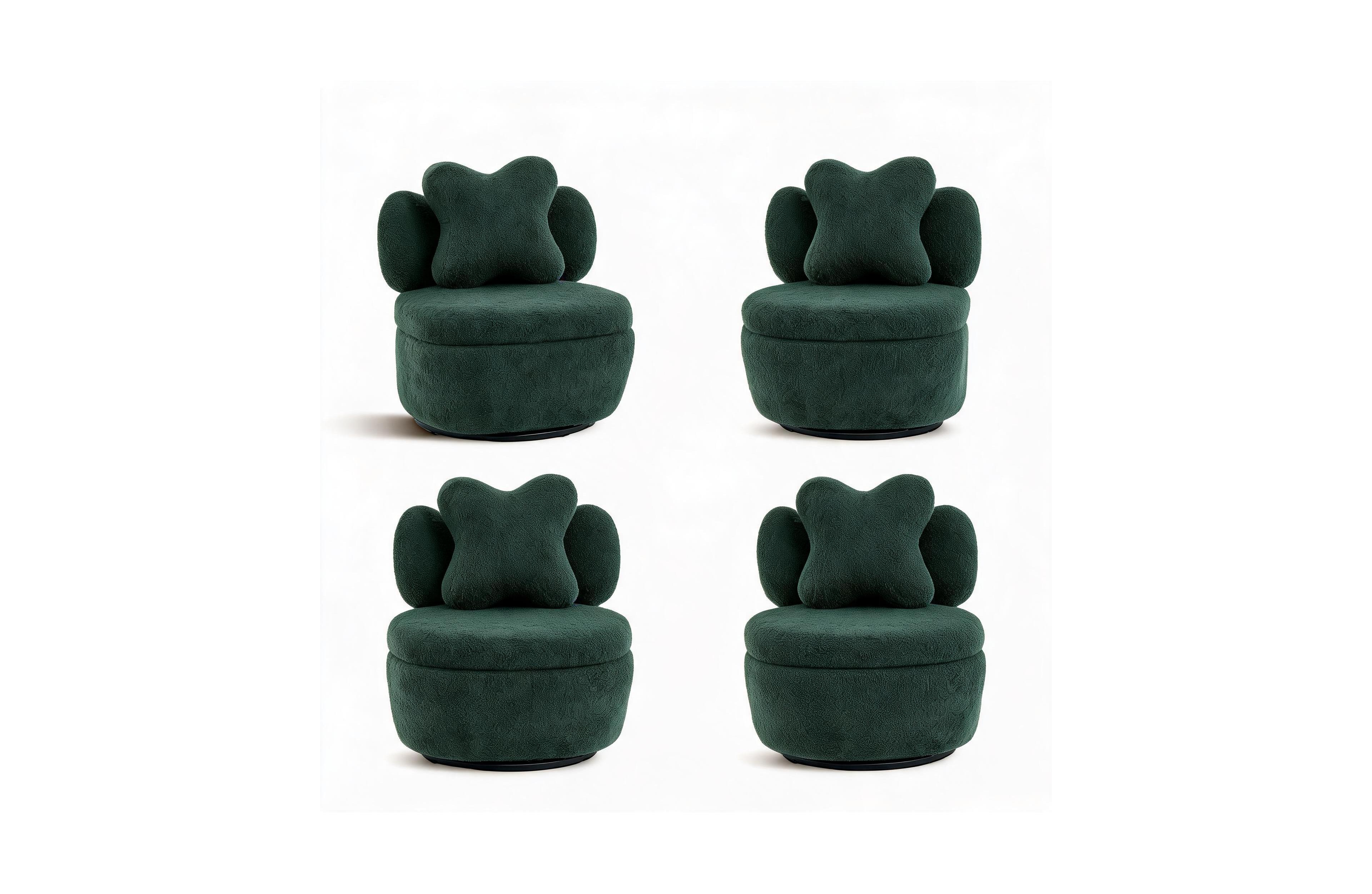 Gaomon 360degree Swivel Accent Chair Set of 4, Armchair with Heart Back and Hidden Storage