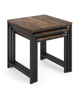 Set of 3 Industrial Nesting Side Tables for Small Spaces