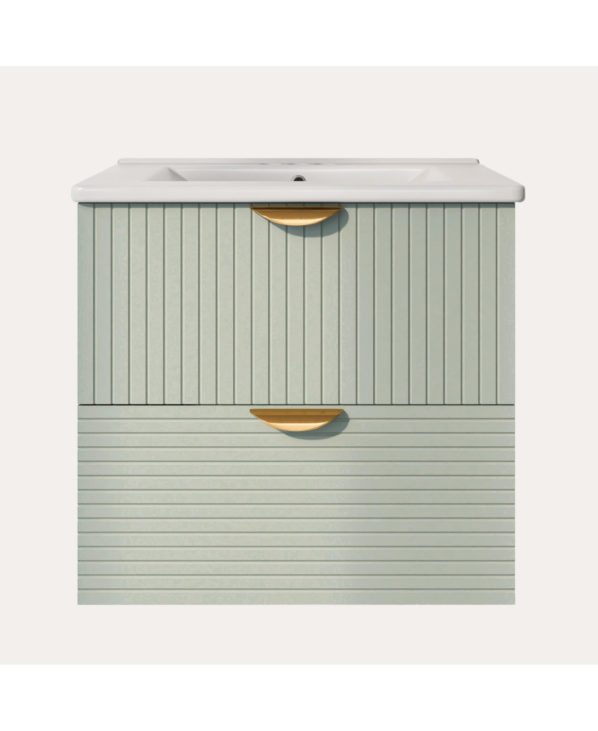 Sillysis 24 Inch Floating Bathroom Vanity, Mdf Cabinet, Ceramic Integrated Sink, 2 Drawers, Assembly Required - Green