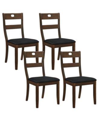 Set of 4 Curved Back Wooden Dining Chairs with Padded Seats