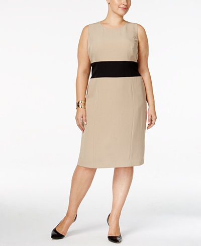 Kasper Plus Size Colorblocked Sheath Dress - Dresses - Women - Macy&#39;s
