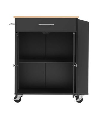 Compact Rolling Kitchen Island Featuring Spice Towel Rack
