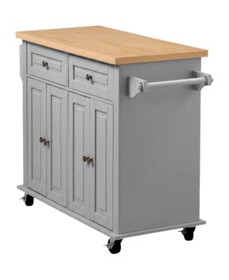 43.7 in Mobile Kitchen Island Cart with Spice Rack and Towel Bar
