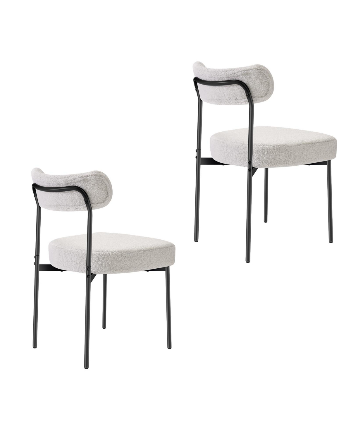 Gouun Set of 2 Boucle Dining Chairs Featuring Curved Backrest