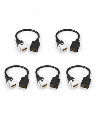 HDMI Keystone Jack Cable 4K Female to Female Wall Plate Extension, 5-Pack