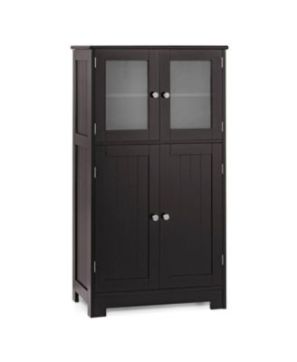 43-inches Bathroom Storage Locker with Glass Doors and Shelf