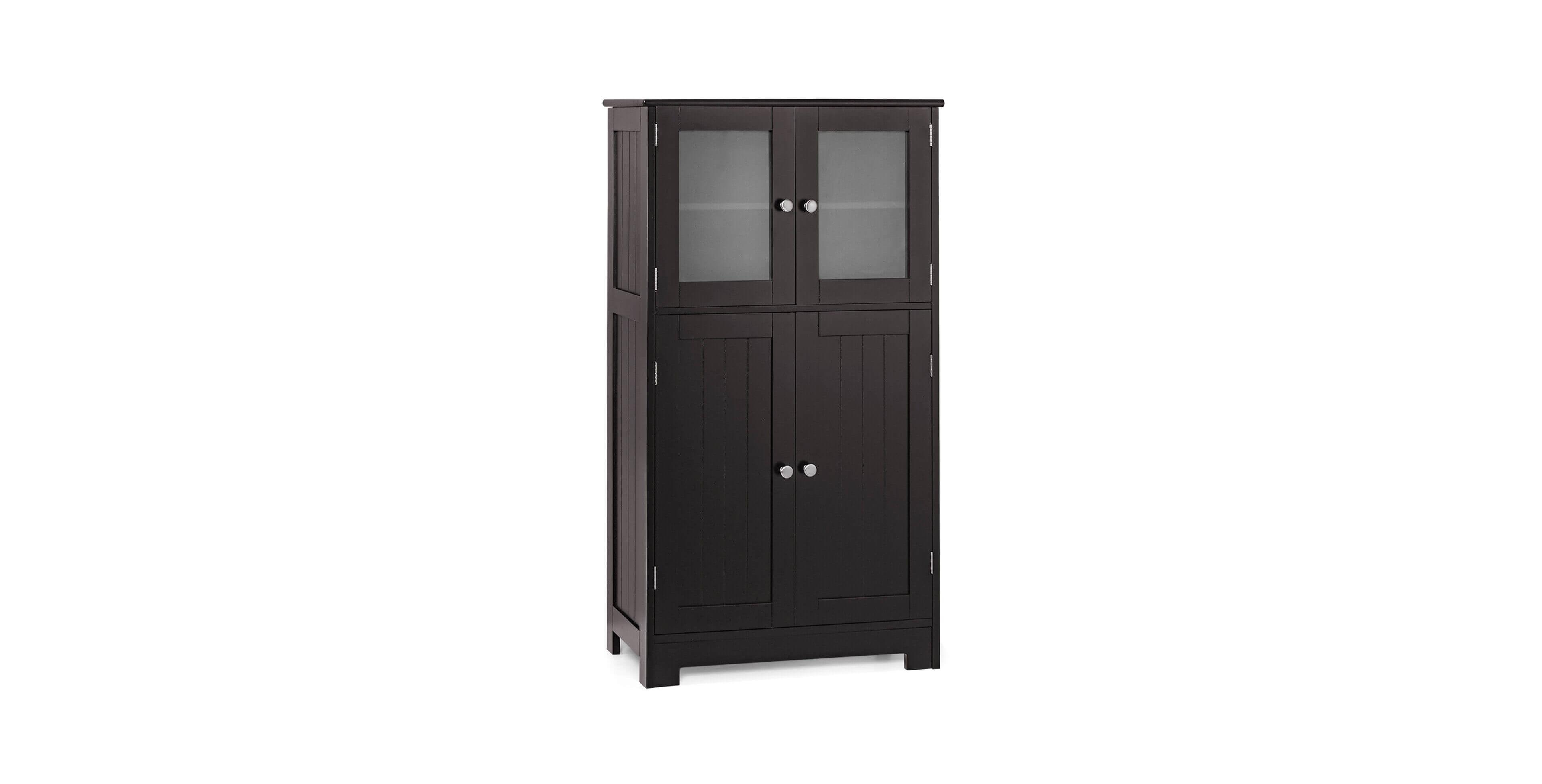 Volenca 43-inches Bathroom Storage Locker with Glass Doors and Shelf
