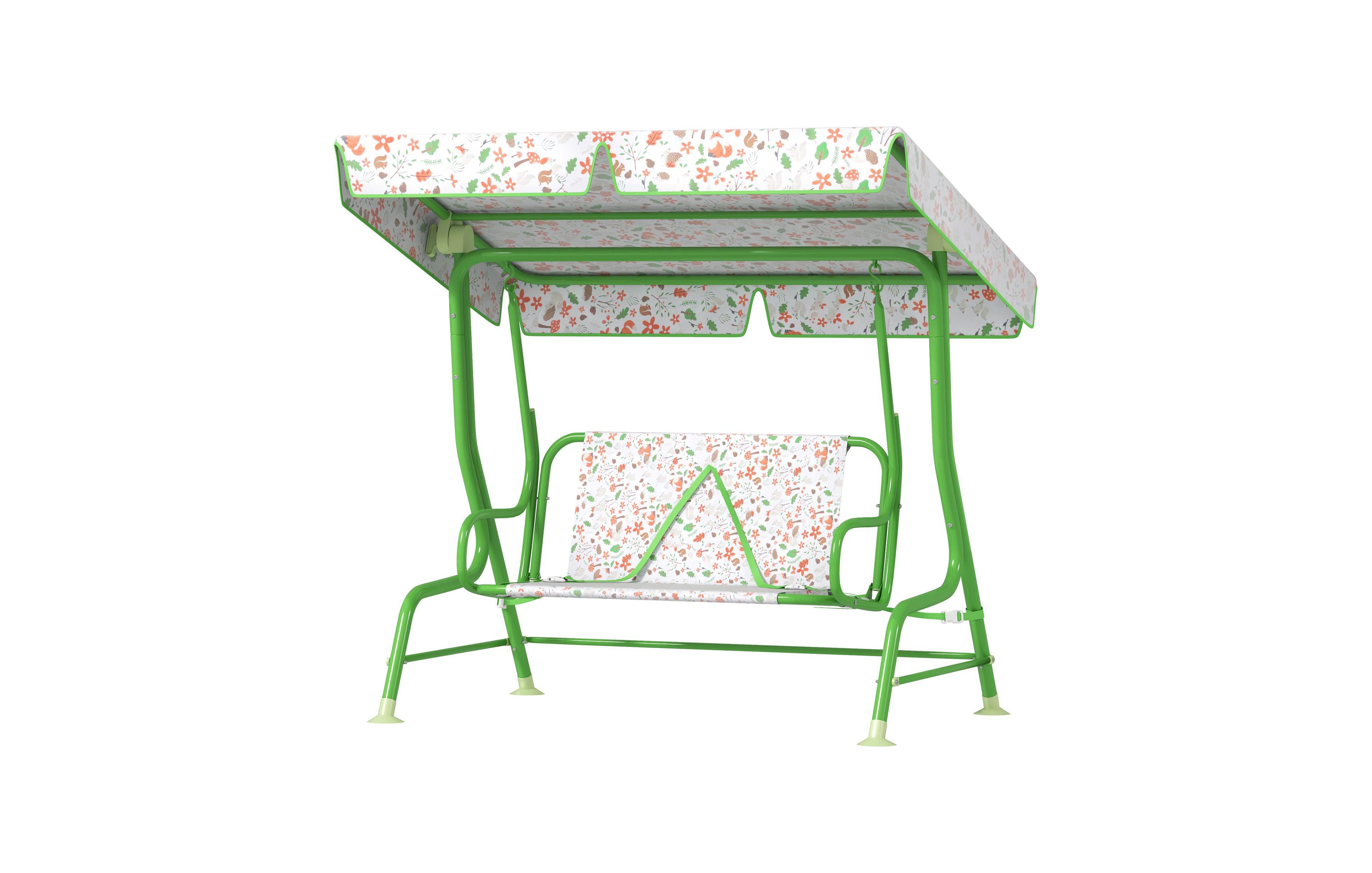Sevorley Steel Kids Swing Set with Seat Restraint and Canopy, Up to 2 Players, Ages 3-6