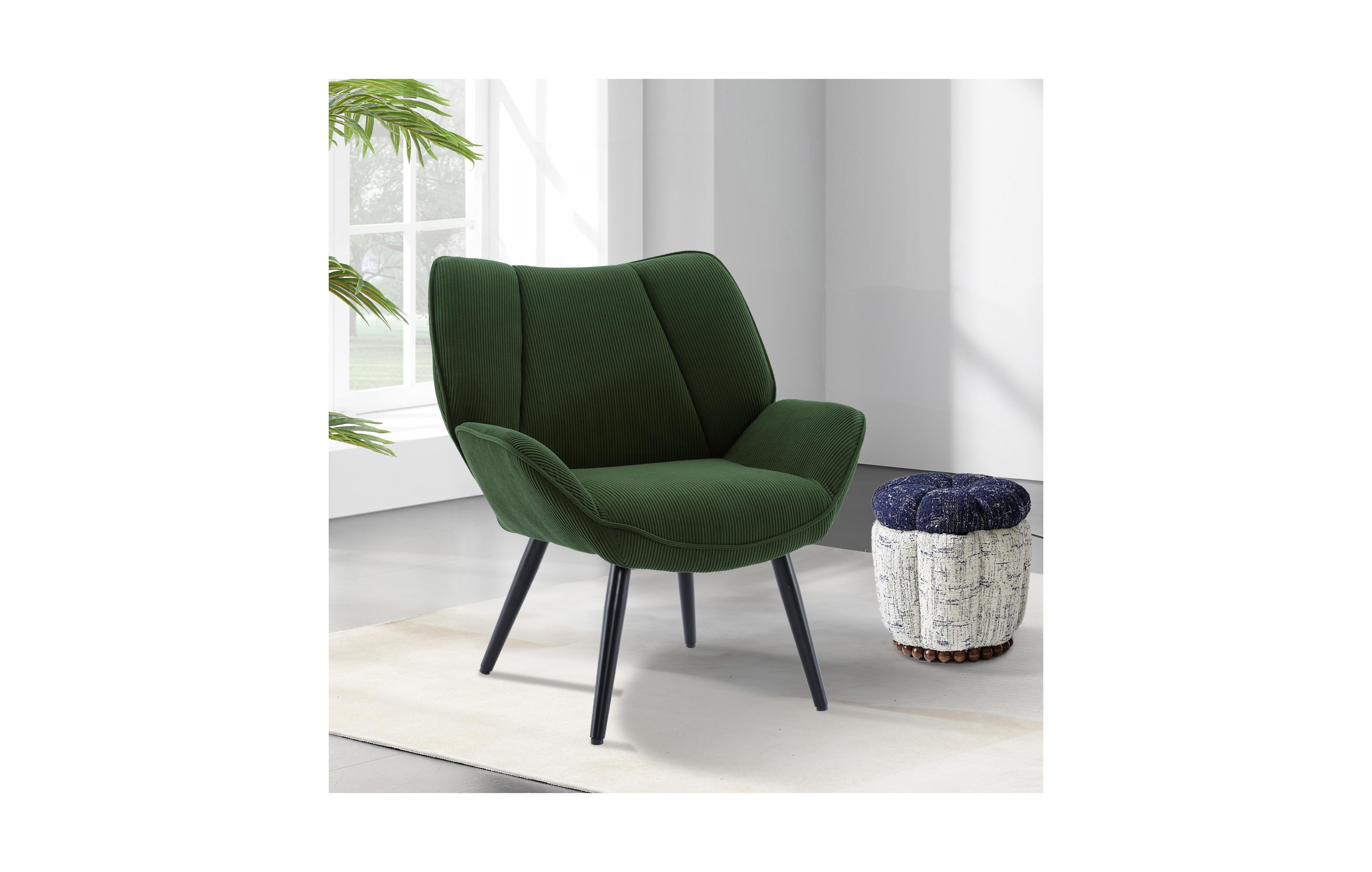 homfan Modern Corduroy Accent Chair Upholstered Wingback Armchair Reading Lounge for Living Room Bedroom Office