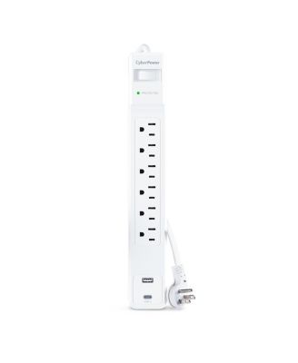 CSP604UCW 1500-Joule 6-Outlet Surge Protector with USB-A and USB-C Ports for Home and Office