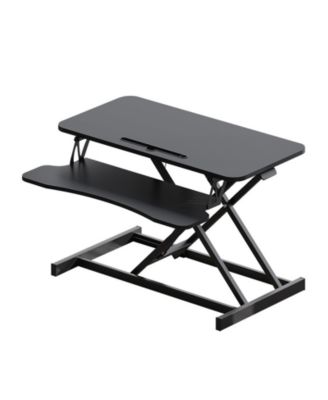 32-Inch Height-Adjustable Desk Converter with Dual Monitor and Laptop Workstation, Wide Keyboard Tray