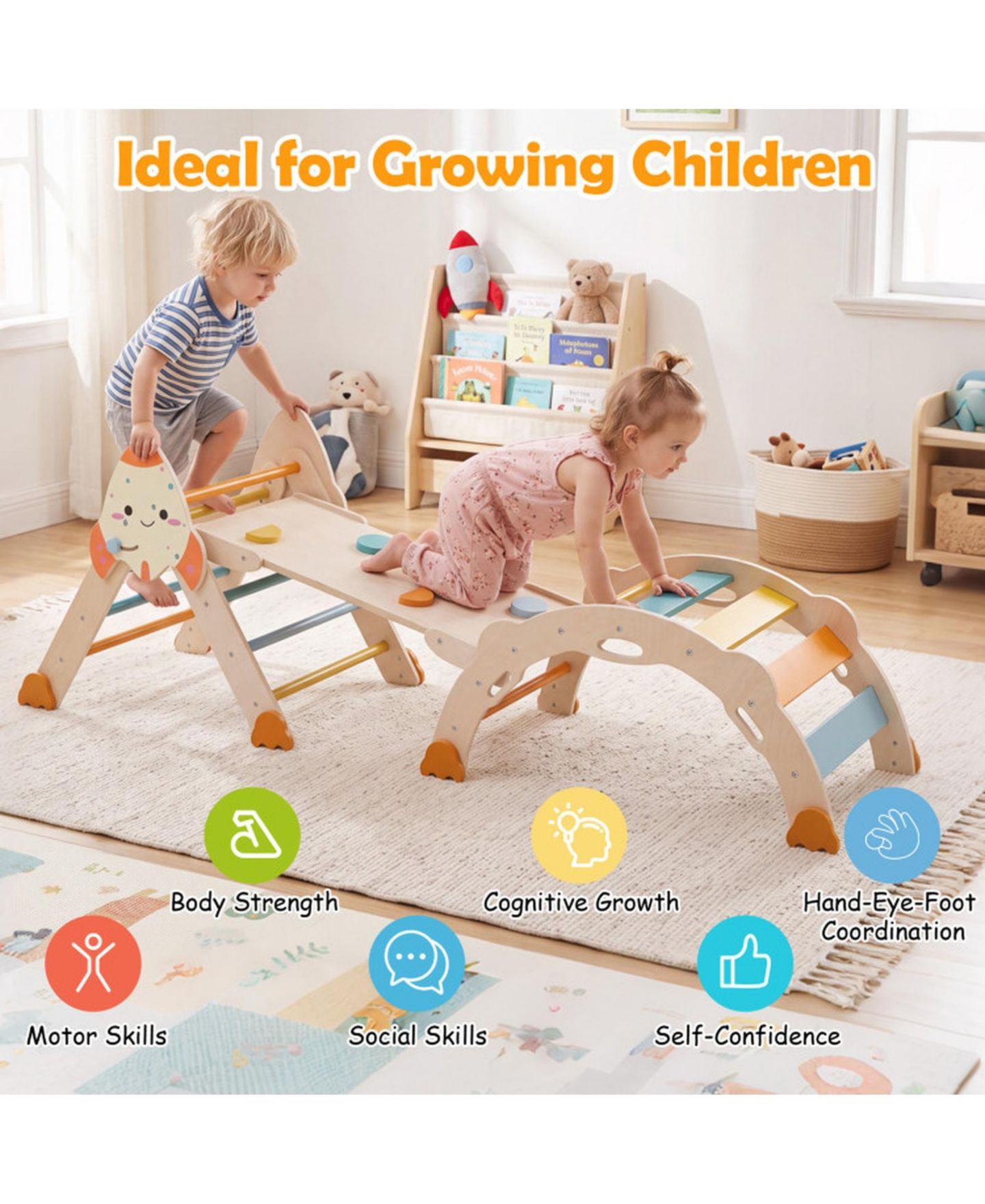 Детский игровой набор HONGGE 8-in-1 Climbing Playset, 4-Piece, Ages 1+, цвет: Пастельный — фото 8
