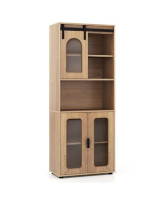 Farmhouse Bathroom Floor Cabinet with Sliding Barn Door