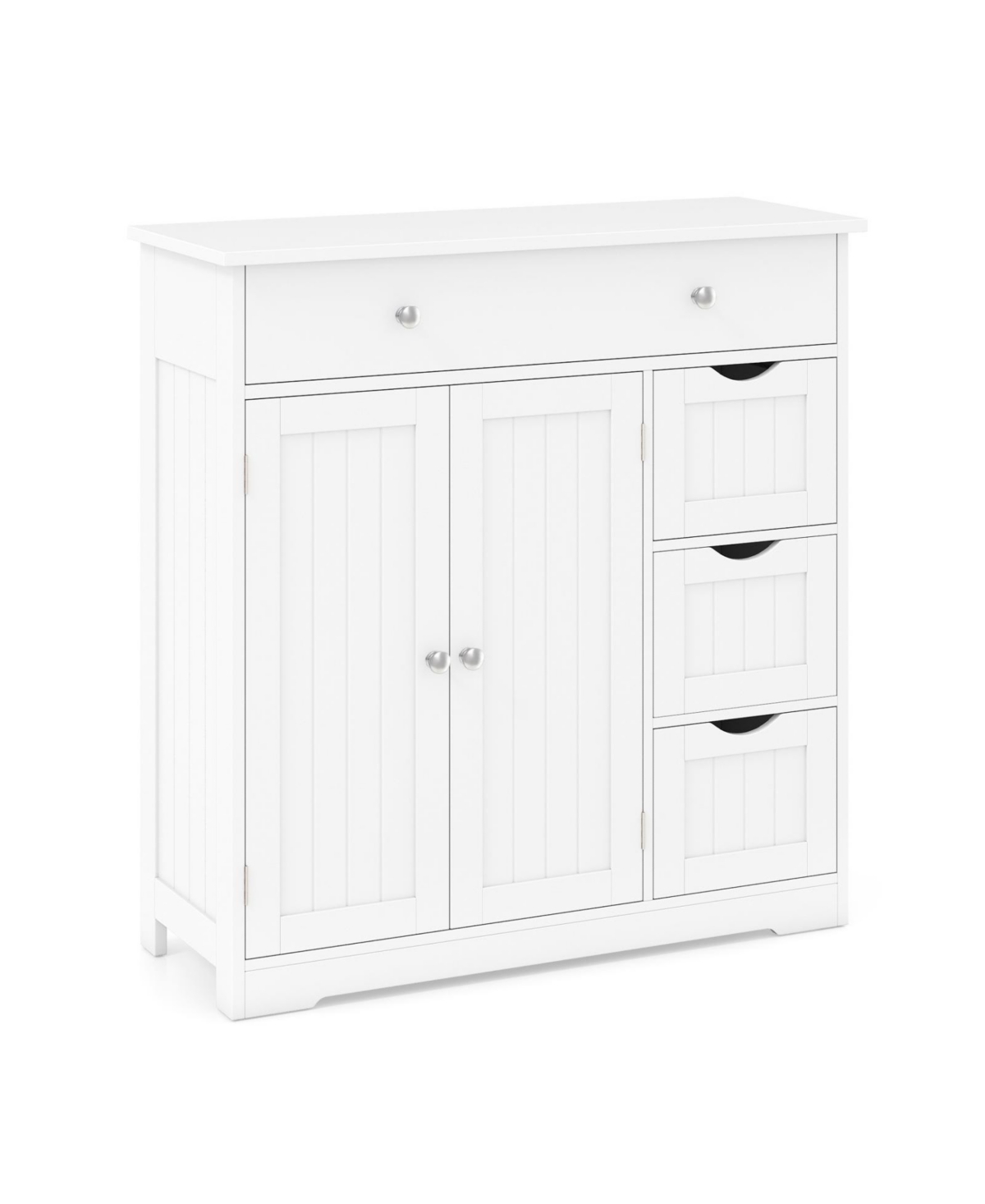 Volenca Bathroom Floor Cabinet with 4 Drawers, 2 Doors and Shelf - White