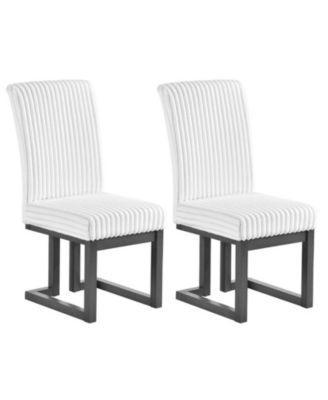 Upholstered Dining Chairs Set of 2 with Rubber Wood Legs and Padded Seat for Dining Room