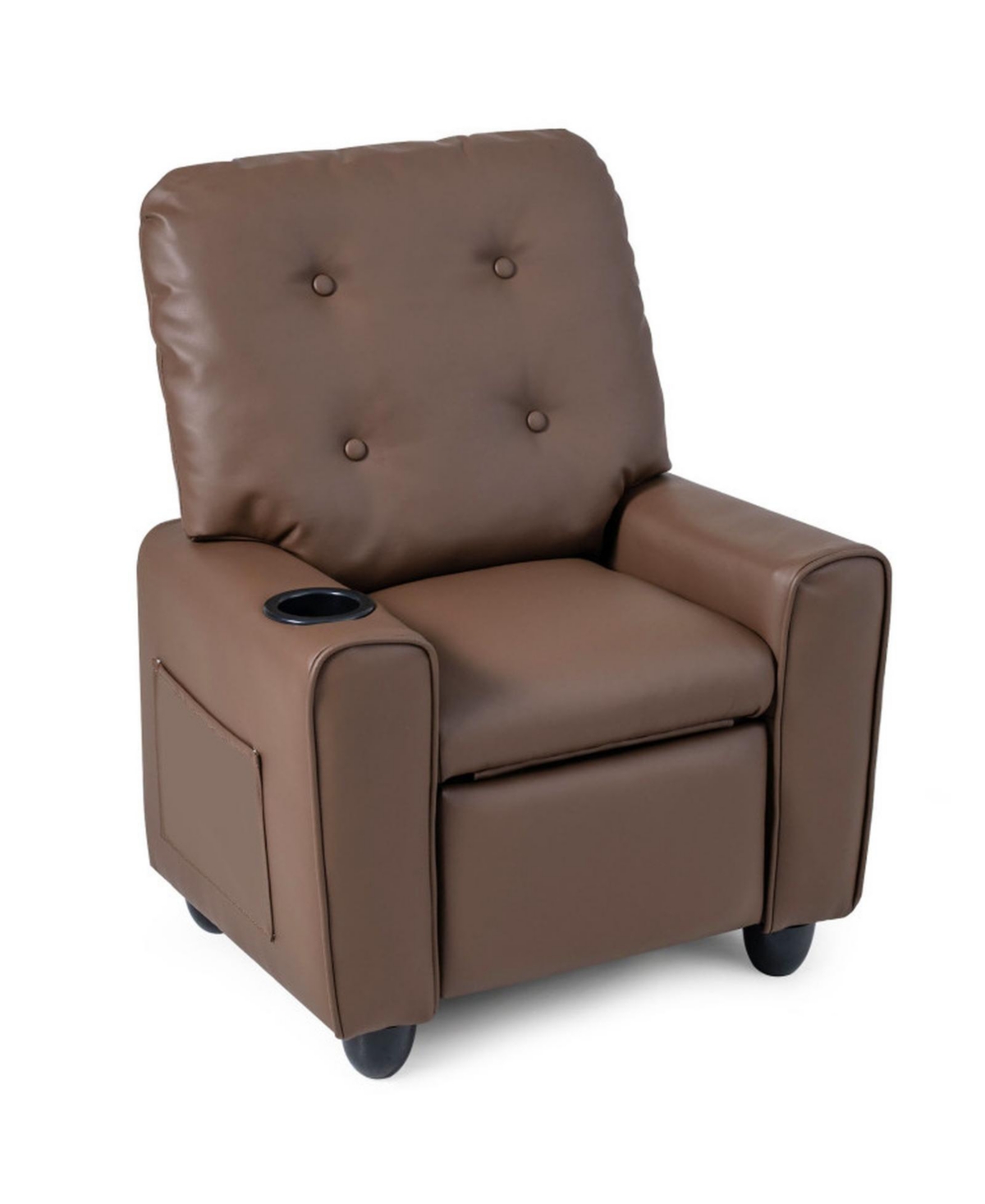 Sugift Kids Recliner with Cup Holder and Armrests and Adjustable Backrest Footrest - Brown