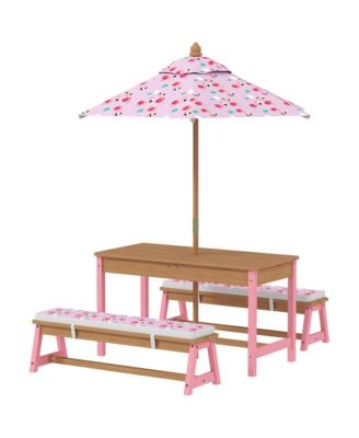 Outdoor Table Folding Design with Umbrella, 3-Piece Set, Ages 3-6