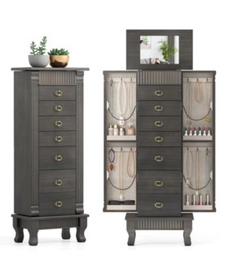 Standing Jewelry Armoire Chest with Swing Side Doors