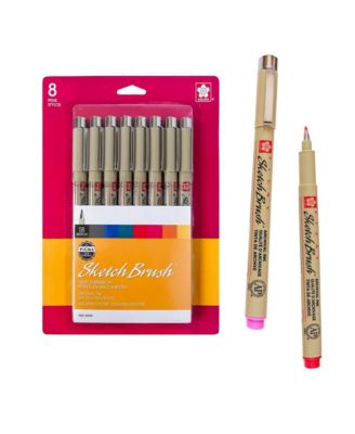 Pigma Sketch Brush Pens, Flexible Tips, Archival Ink, 8 Color Set