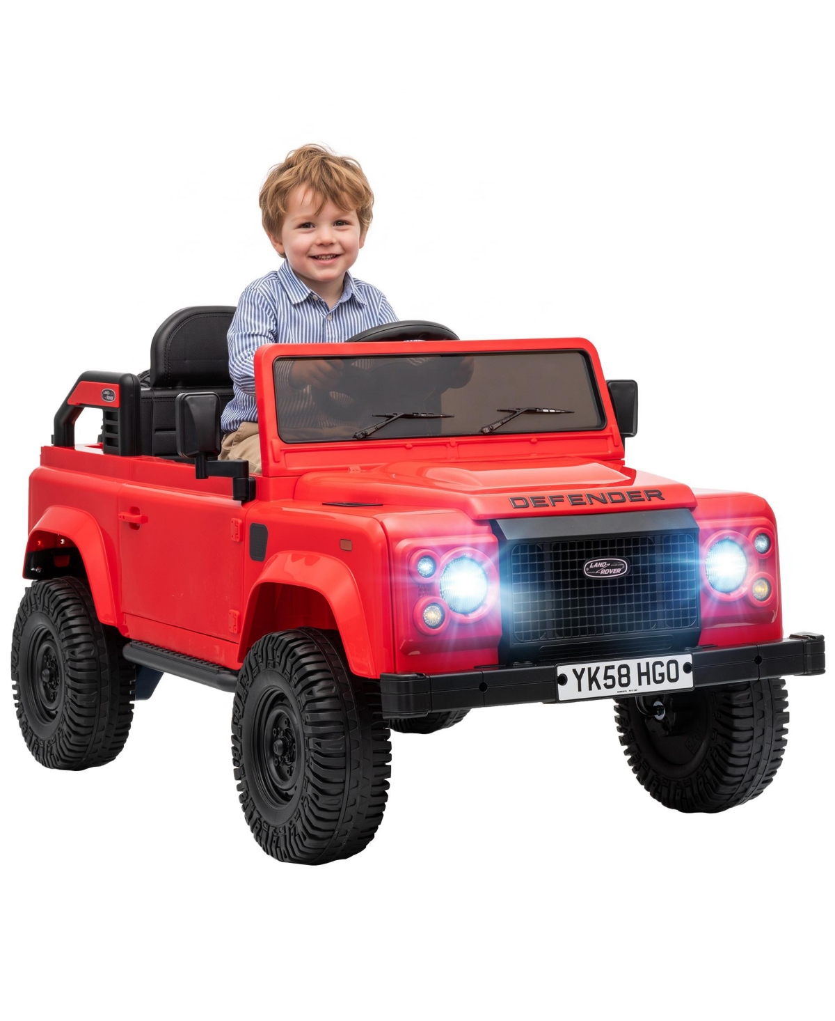 Qaba 12V Licensed Land Rover Defender Electric Remote Control Ride-On Car, 66 lbs Capacity, Ages 3+ - Red