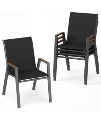 4-Piece Stackable High-Back Outdoor Dining Chair Set for Backyard 400 LBS