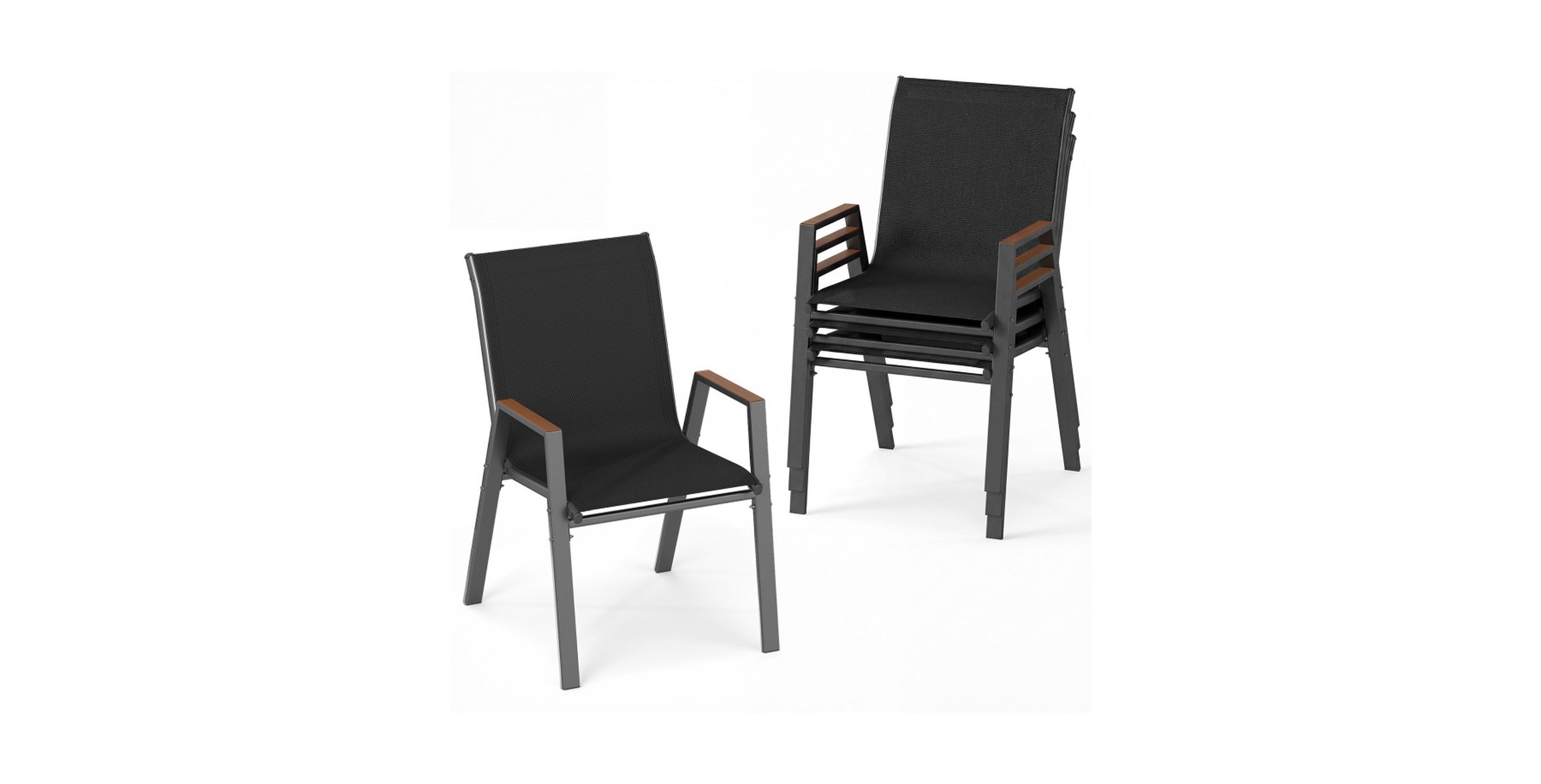 Sugift 4-Piece Stackable High-Back Outdoor Dining Chair Set for Backyard 400 Lbs