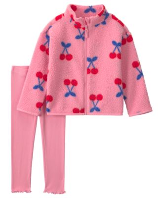 Toddler Girls' 2T-5T Cherry-Print Long-Sleeve Fleece Jacket and Pants, 2-Piece Set