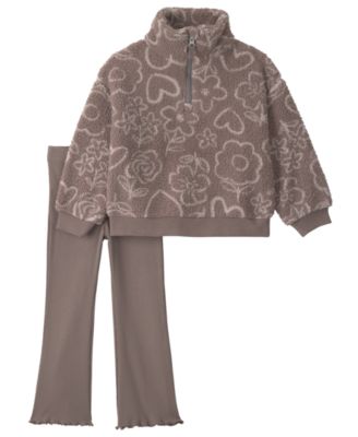 Toddler Girls' 2T-5T Heart-Print Teddy-Fleece Long-Sleeve Top and Pants, 2-Piece Set