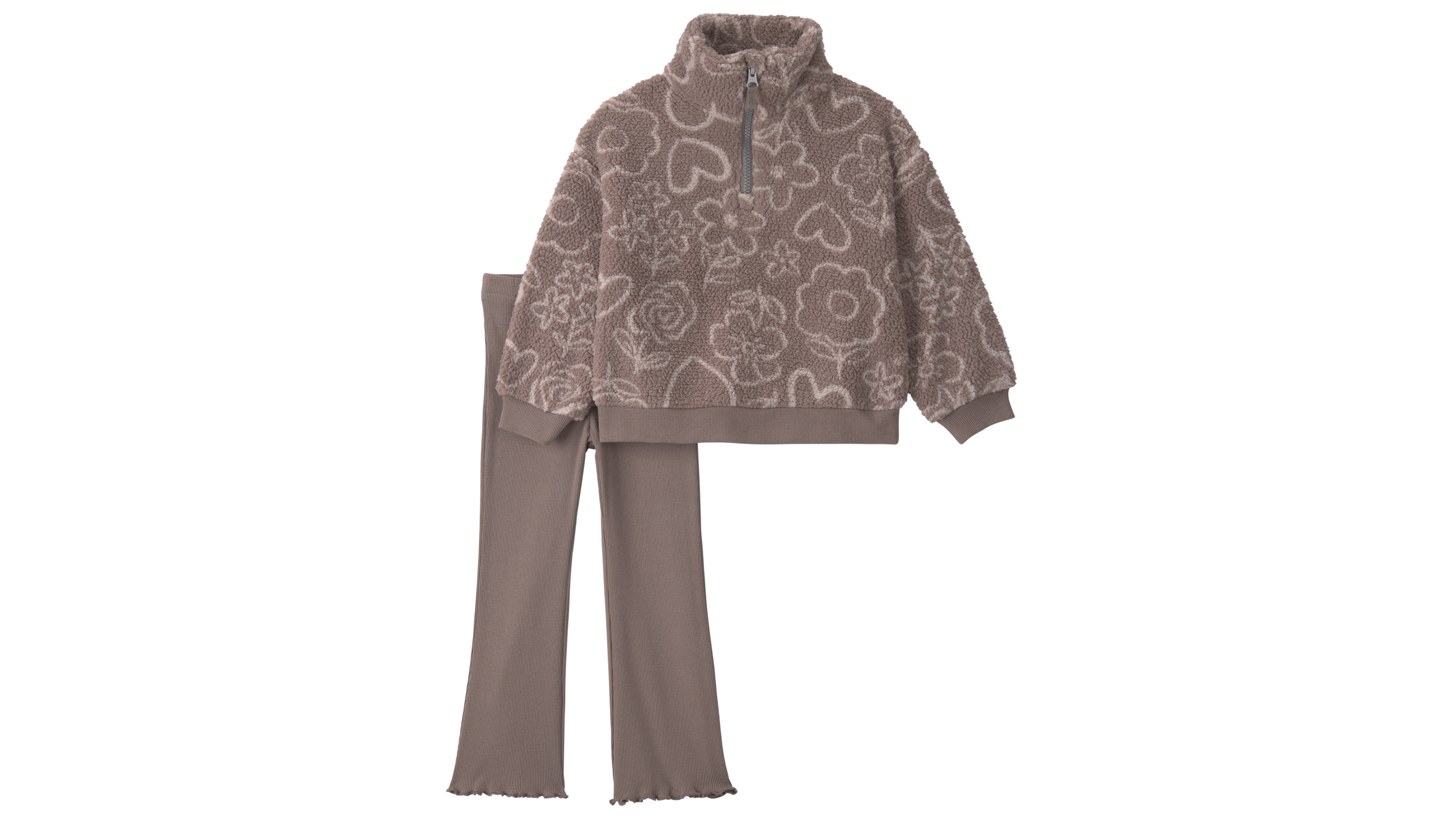 Carter's Toddler Girls' 2T-5T Heart-Print Teddy-Fleece Long-Sleeve Top and Pants, 2-Piece Set