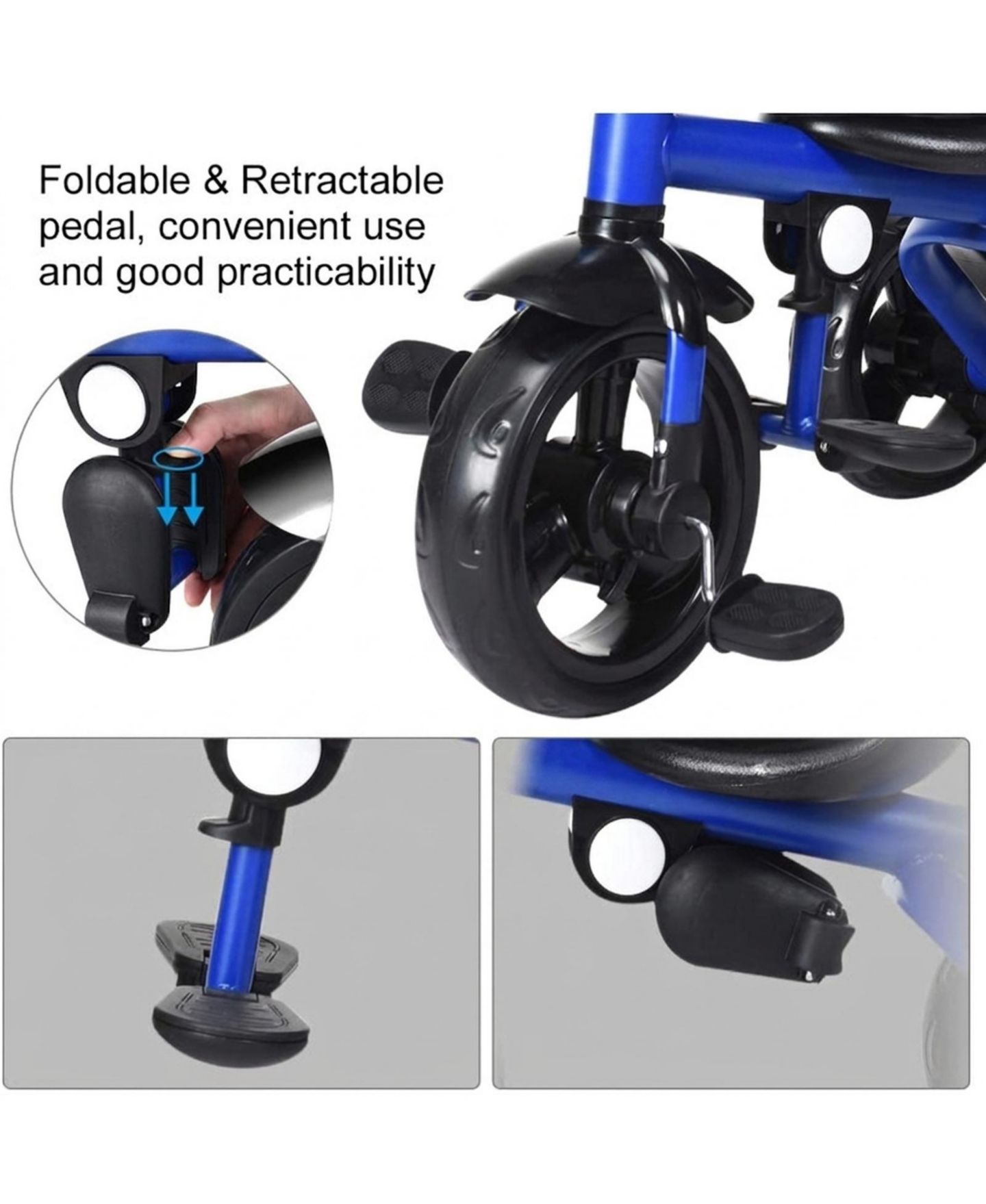 Детская игрушка HONGGE 4-in-1 Kids Tricycle with Adjustable Push Handle, 50 lbs Capacity, Ages 10 Months-5 Years, цвет: Синий — фото 9