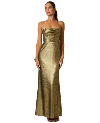 Women's Foiled Chiffon Strapless Long Dress