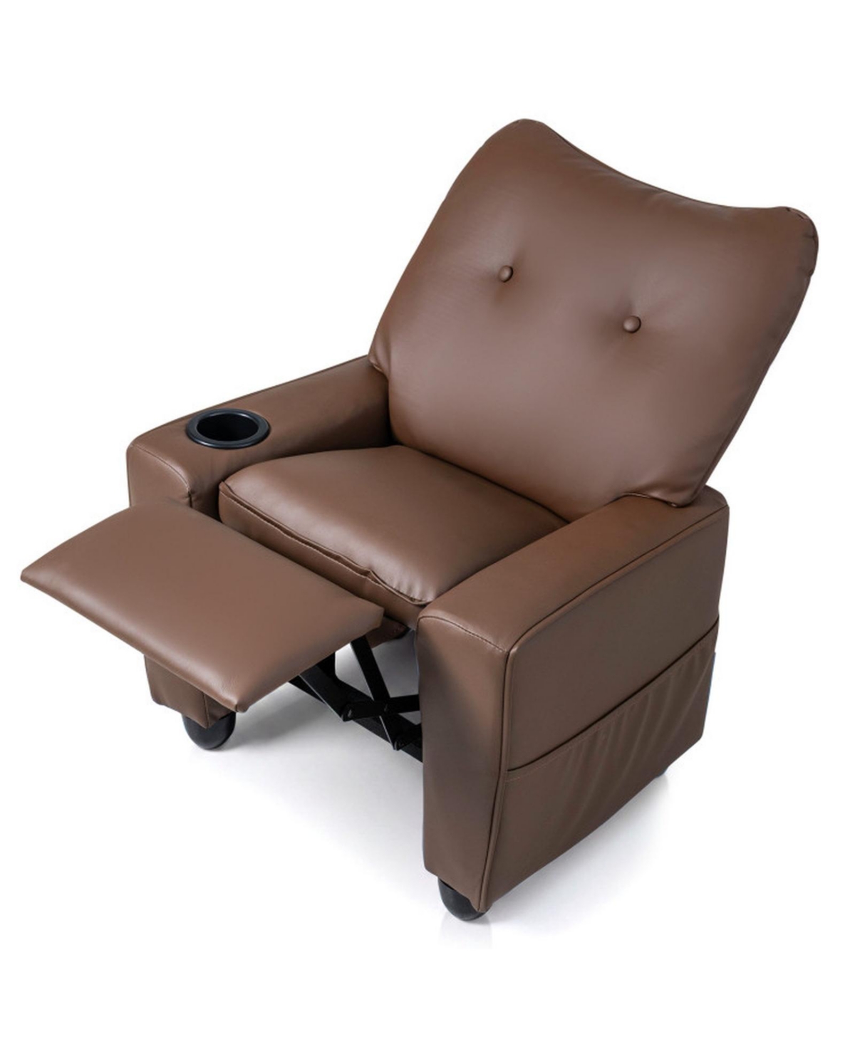 Sugift Kids Recliner with Cup Holder Armrests and Adjustable Backrest for Playroom - Brown