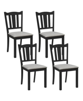 Set of 4 Wooden Dining Chairs with Hollow Back and Soft-Padded Cushion