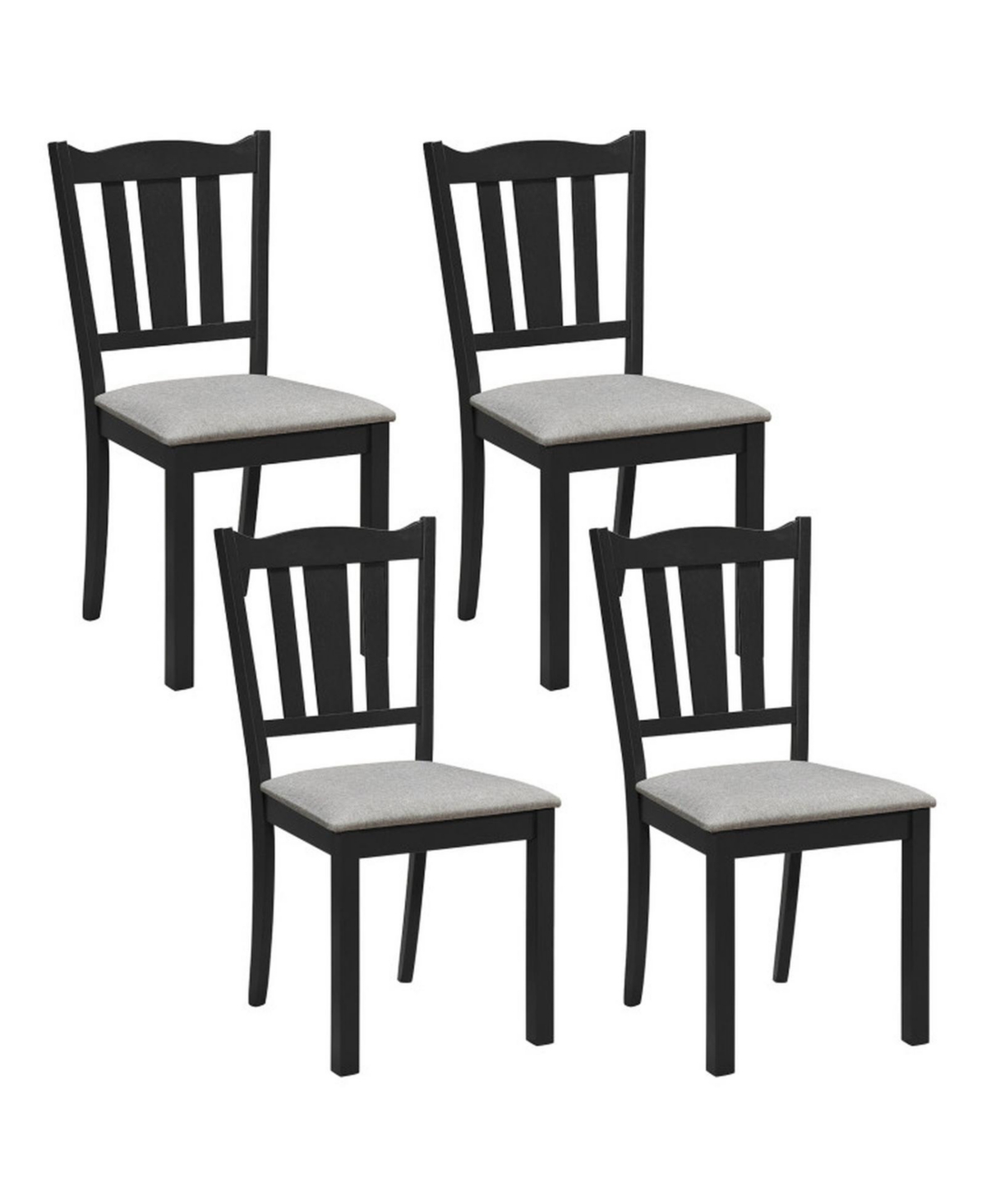 Sugift Set of 4 Wooden Dining Chairs with Hollow Back and Soft-Padded Cushion