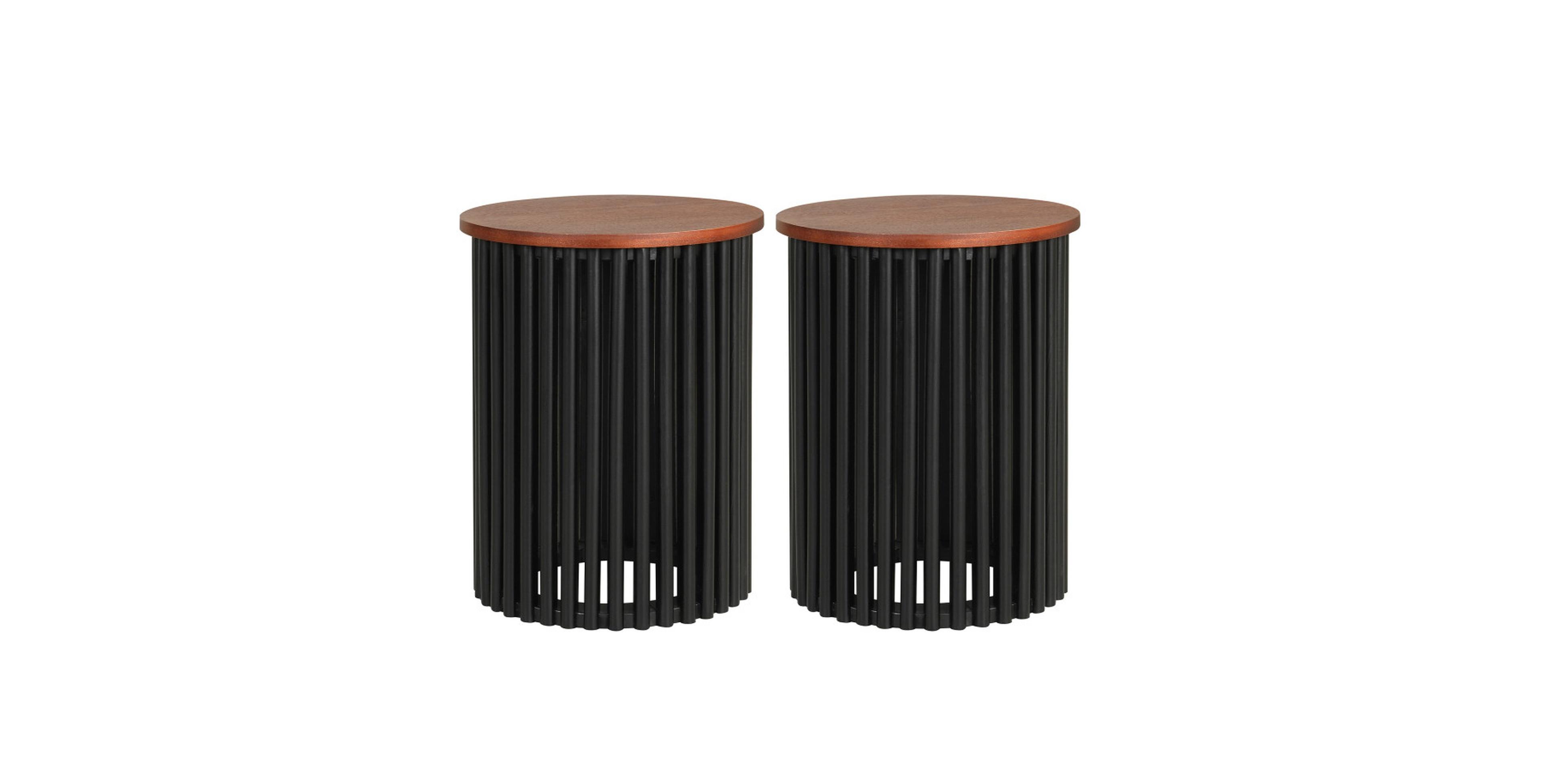 Sugift 2-Piece Round Acacia Wood Coffee Table Set for Living Room and Home Office