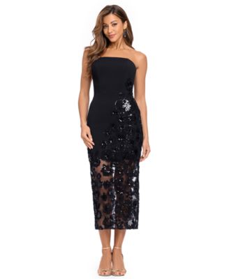 Women's Strapless Lace Midi Dress