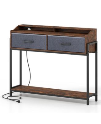 Narrow Entryway Console Table Featuring Charging Station